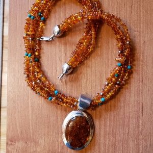 Jay King  Amber & Turquoise necklace